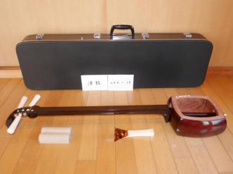 紅木津軽金細三味線(中古)1寸[CTKー10]