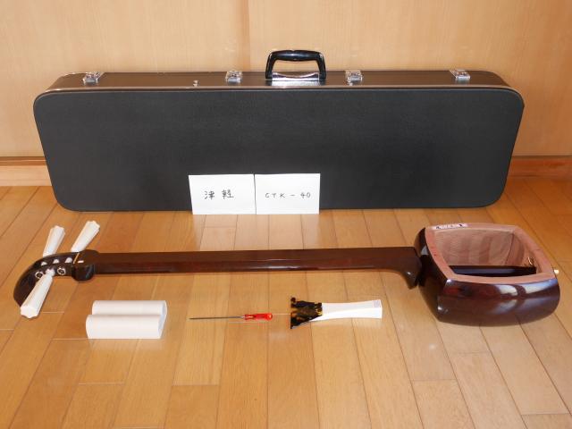 紅木津軽金細三味線(中古)滑らない糸巻、1寸[CTKー40]