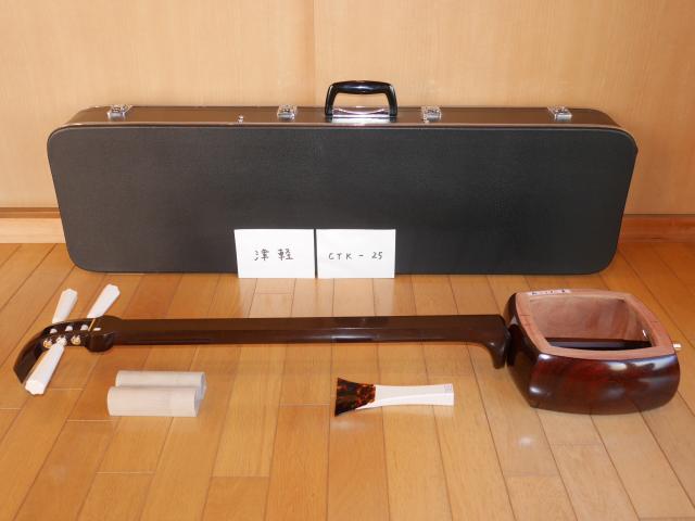 紅木津軽金細三味線(中古)1寸[CTKー25]